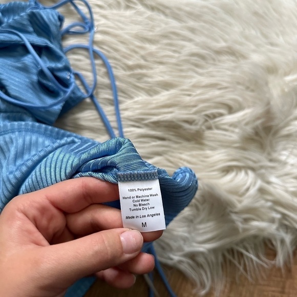 LUCY IN THE SKY Meredith Ties Romper In Blue Stripes - Picture 4 of 4